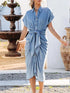 'Pinefold' Short Sleeve Denim Dress - Celes Fashion